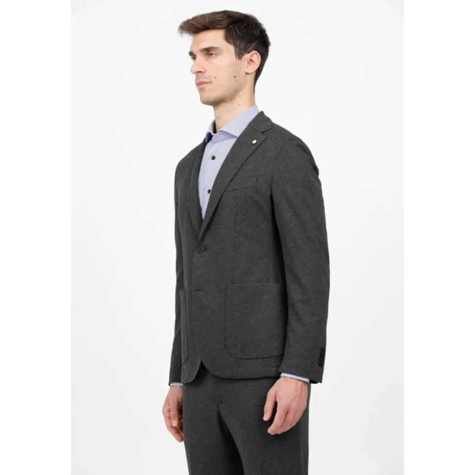 Abito monopetto in tessuto tecnico diagonale
