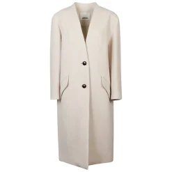 Abrigo Largo Beige con Cierre de Botones