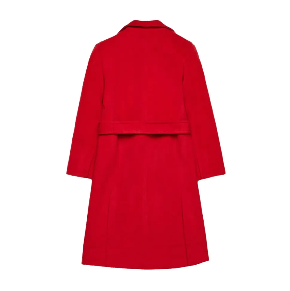 Abrigo Rojo de Lana de Doble Botonadura