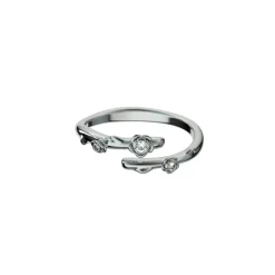 Anillo Abierto Flor con Acentos Brillantes