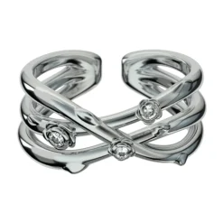 Anillo de bandas entrelazadas con flores luminosas