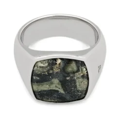 Anillo de sello con piedra Kambaba corte cojín
