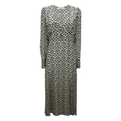35A512 Vestido de Viscosa con Cuello en V