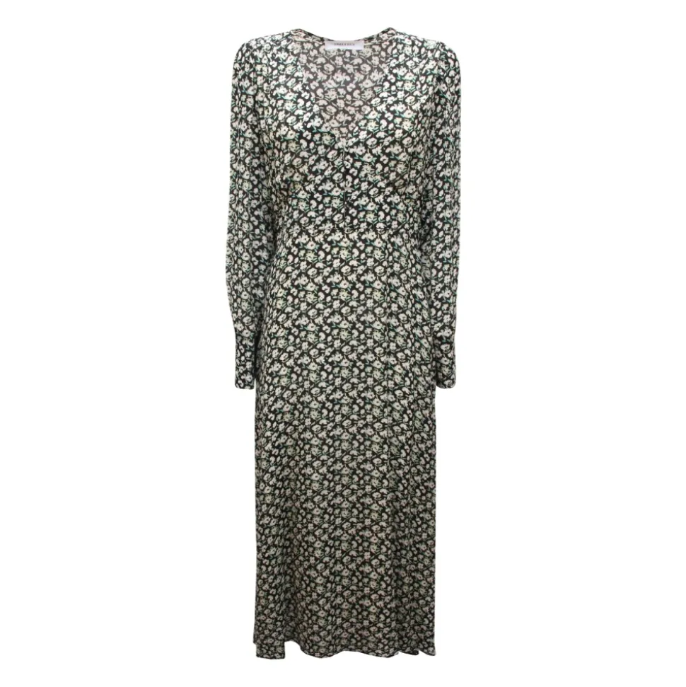 35A512 Vestido de Viscosa con Cuello en V