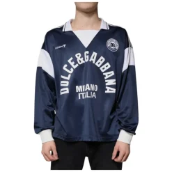 Azul Blanco Milano Camiseta de Manga Larga de Jersey