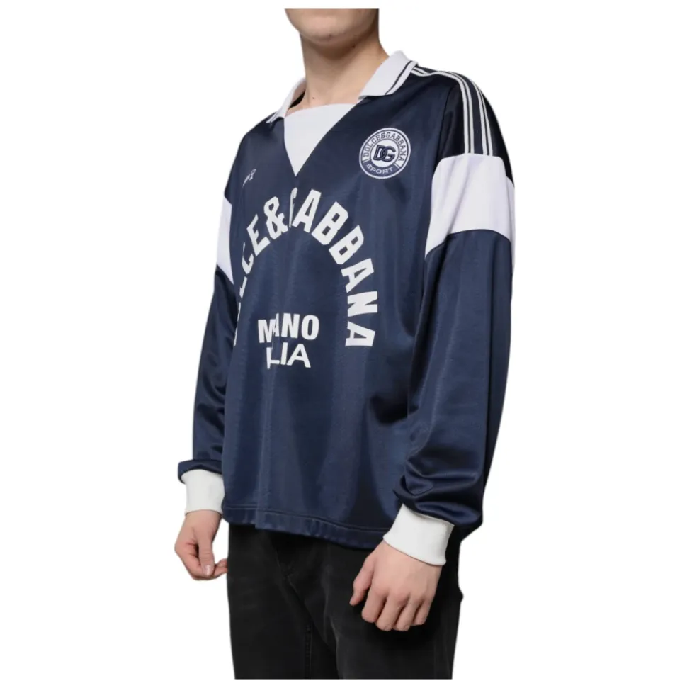Azul Blanco Milano Camiseta de Manga Larga de Jersey