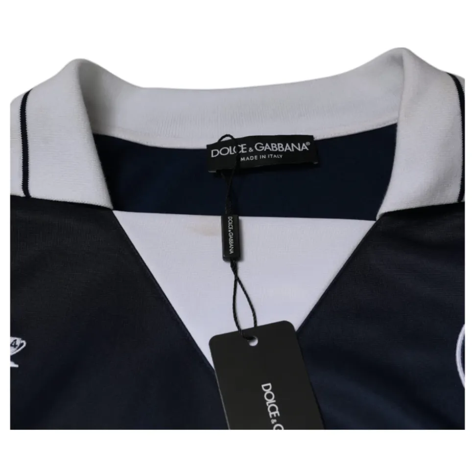 Azul Blanco Milano Camiseta de Manga Larga de Jersey
