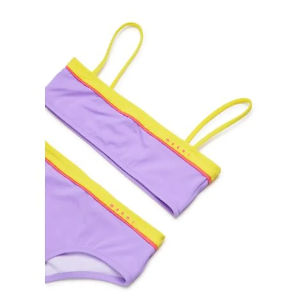 Bikini de nailon con ribetes de bloques de color