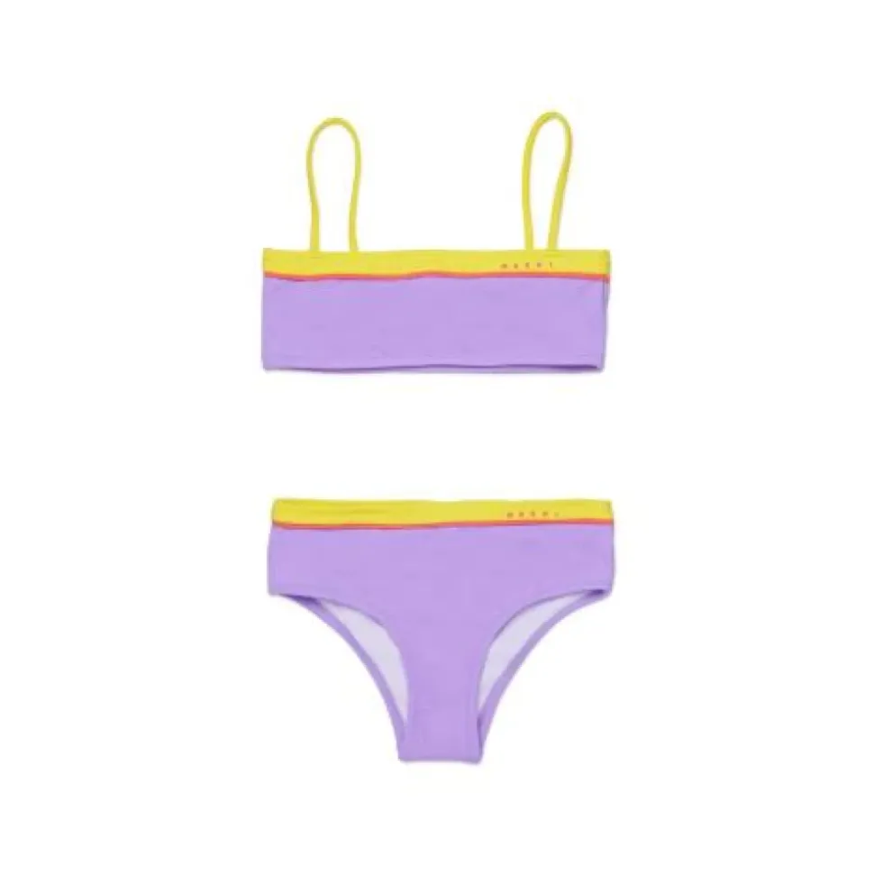 Bikini de nailon con ribetes de bloques de color