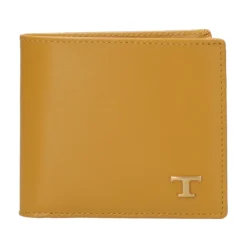 Billetera de Cuero Amarillo Oscuro con Logo T