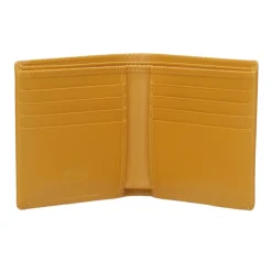 Billetera de Cuero Amarillo Oscuro con Logo T
