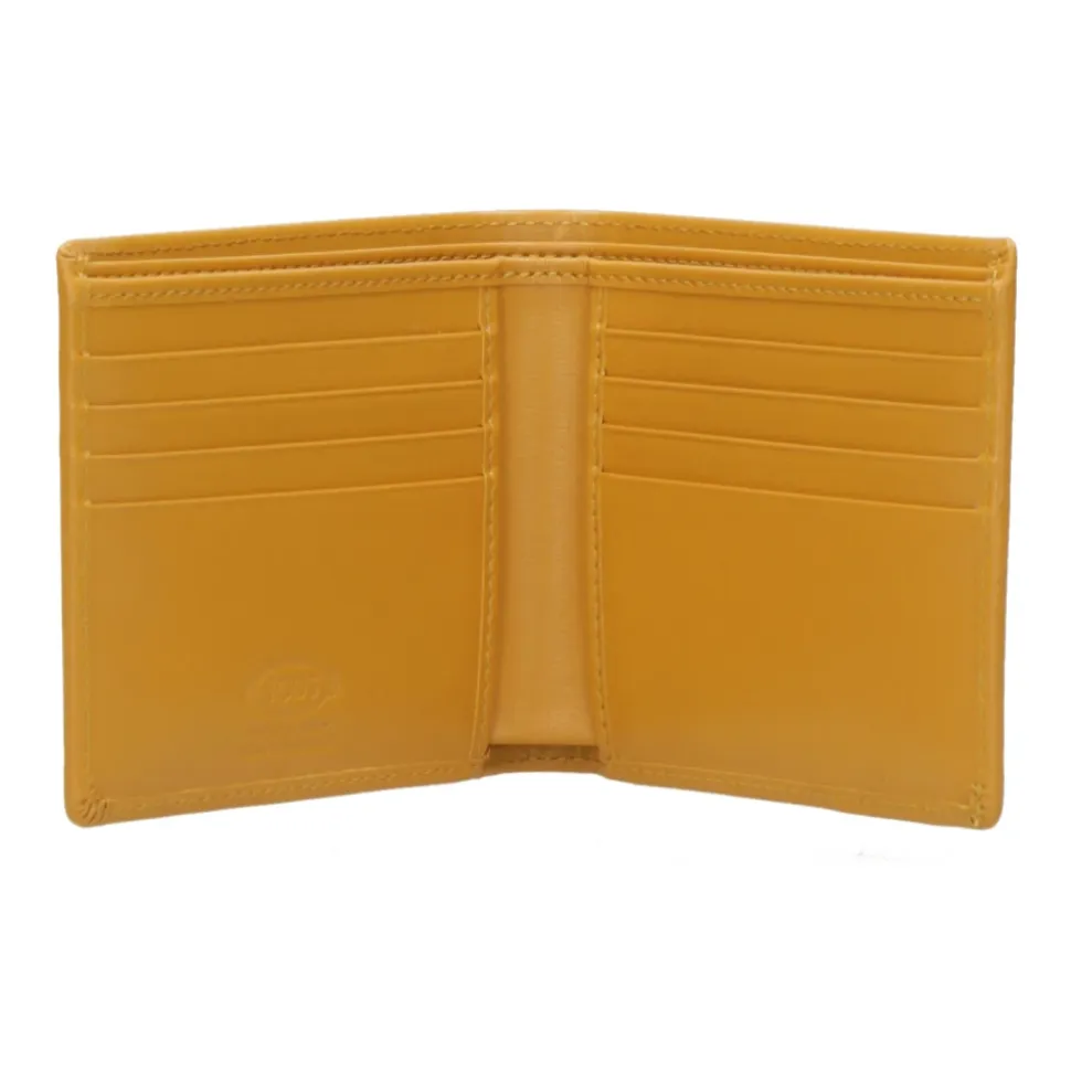 Billetera de Cuero Amarillo Oscuro con Logo T