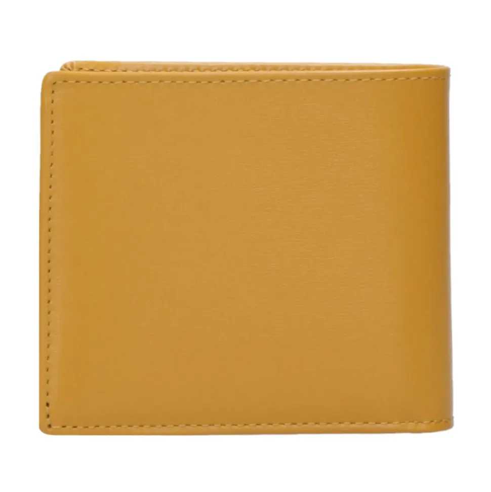 Billetera de Cuero Amarillo Oscuro con Logo T