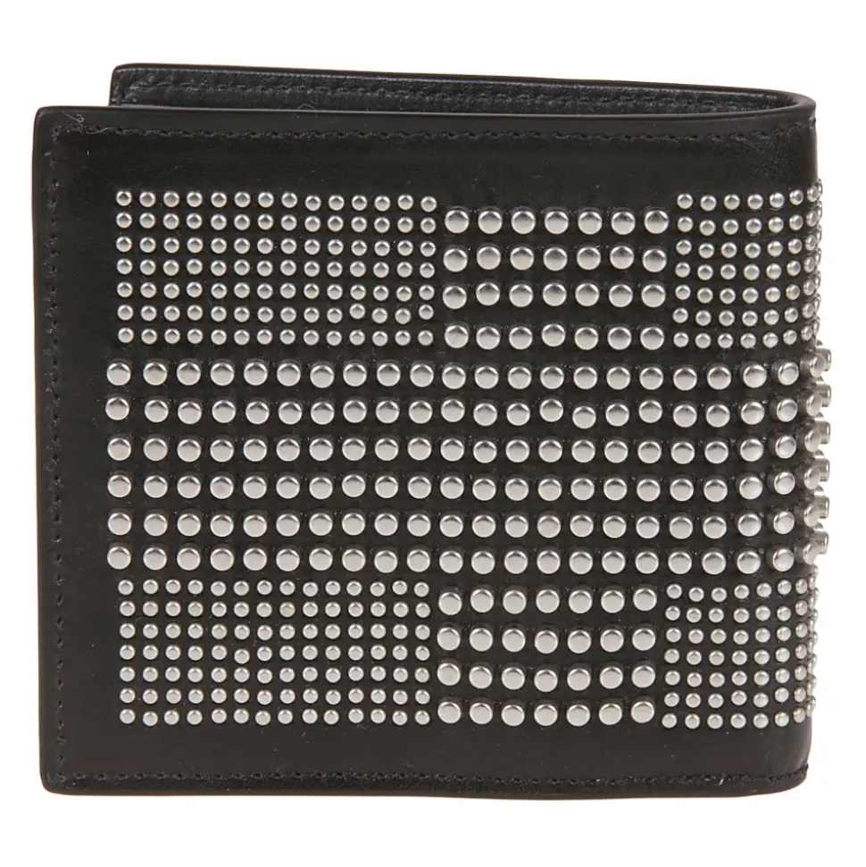 Billetera de Cuero Negro con Detalle de Tachuelas