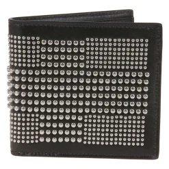 Billetera de Cuero Negro con Detalle de Tachuelas