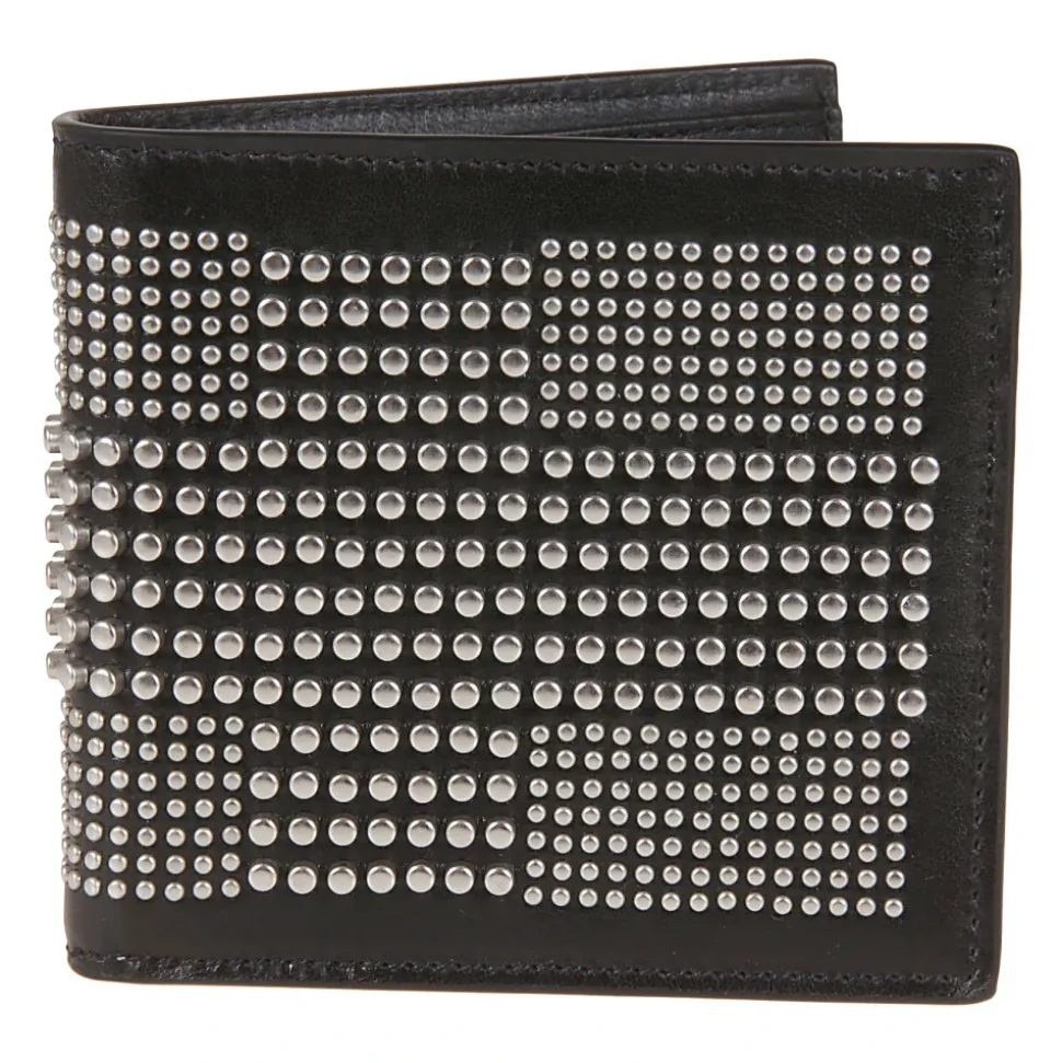 Billetera de Cuero Negro con Detalle de Tachuelas