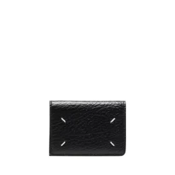 Billetera de cuero negro con tres pliegues