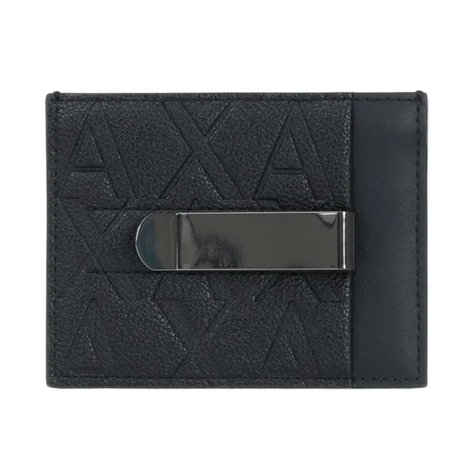 Billetera negra para hombre con detalles geométricos