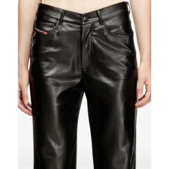 BLACK P-LAIN ECO LEATHER PANTS