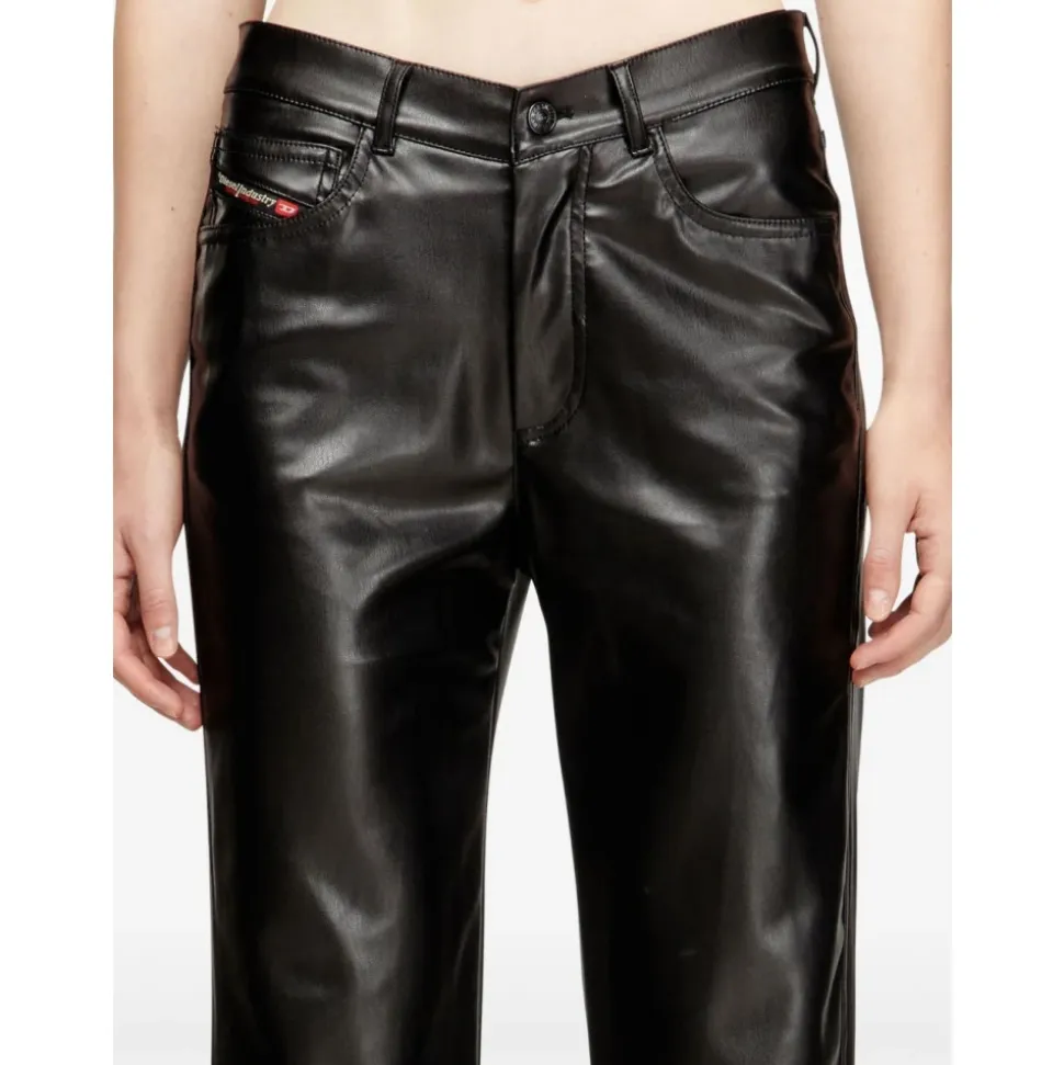 BLACK P-LAIN ECO LEATHER PANTS