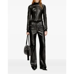BLACK P-LAIN ECO LEATHER PANTS