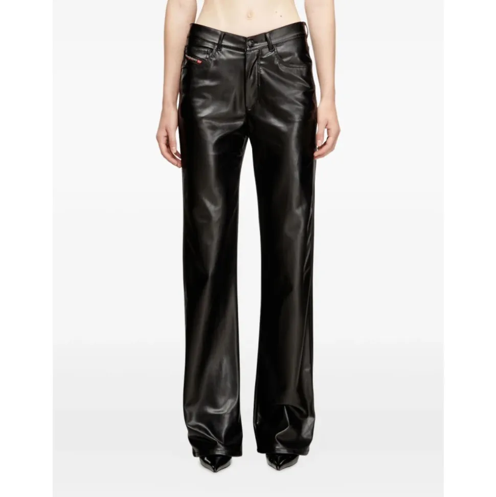 BLACK P-LAIN ECO LEATHER PANTS