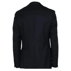 Blazer Azul de Lana con Detalle de Broche