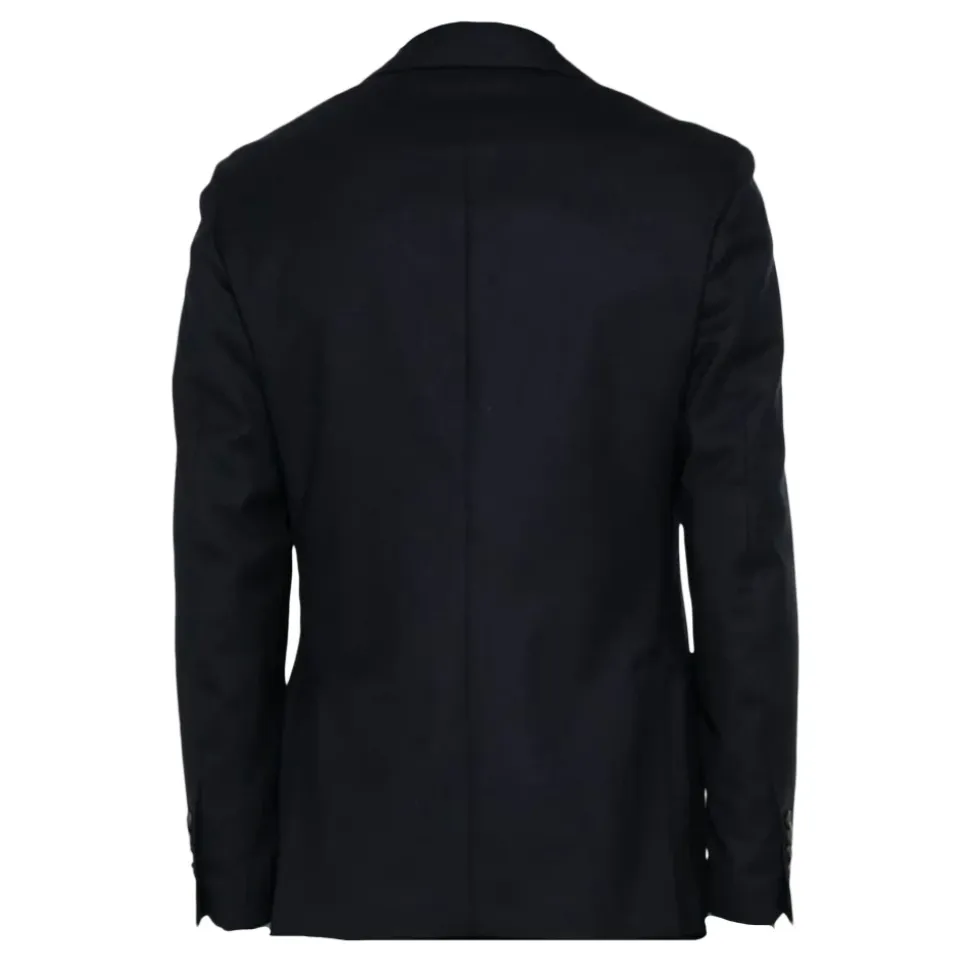 Blazer Azul de Lana con Detalle de Broche