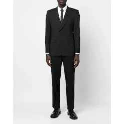 Blazer de Lana Negra con Solapas Pico