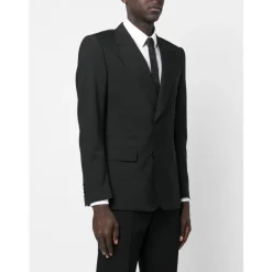 Blazer de Lana Negra con Solapas Pico