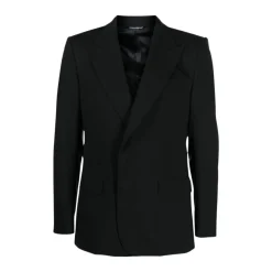Blazer de Lana Negra con Solapas Pico