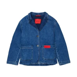 Blazer denim con logo