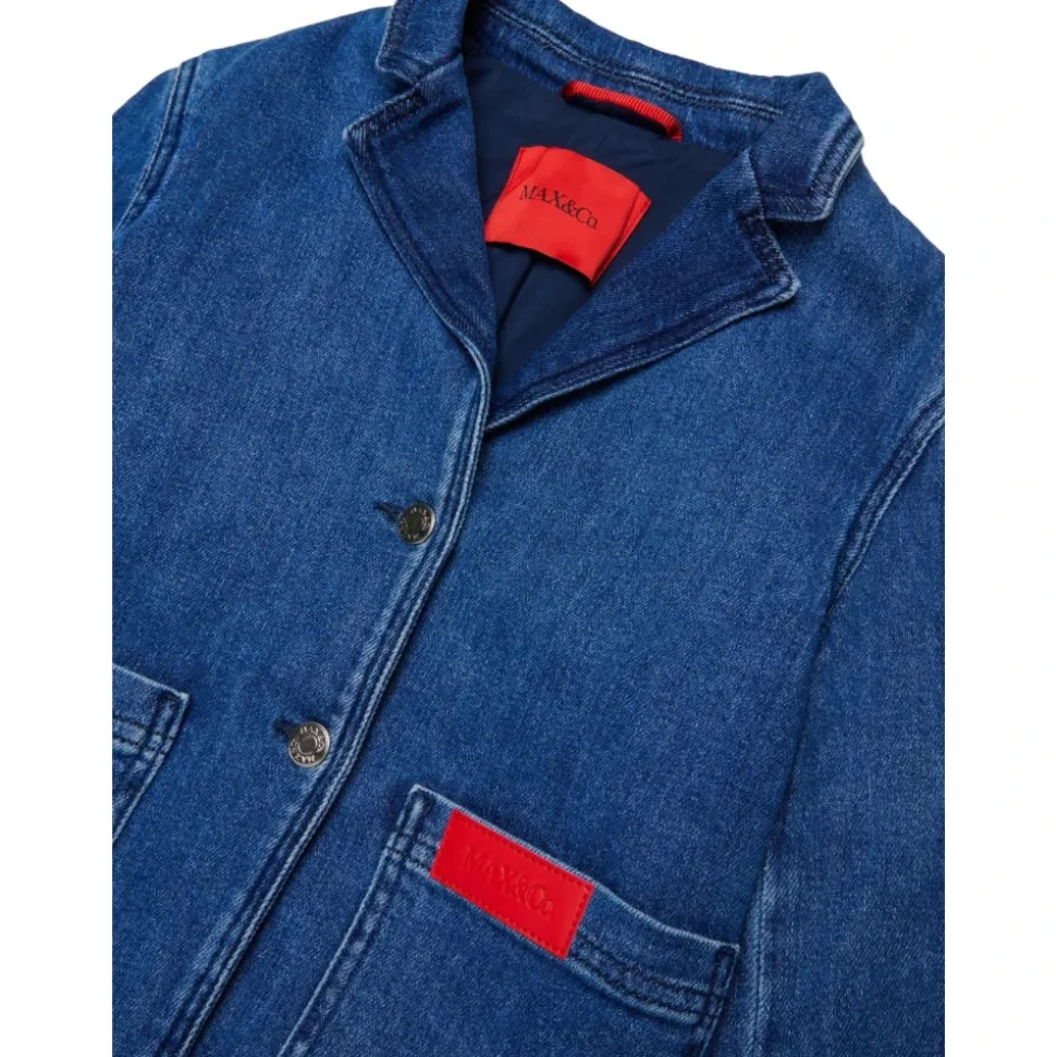 Blazer denim con logo