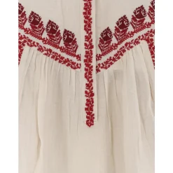 Blusa Bordada con Cuello Redondo
