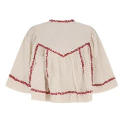 Blusa Bordada con Cuello Redondo