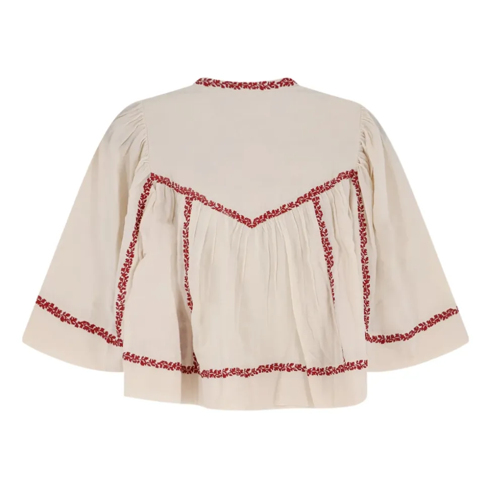 Blusa Bordada con Cuello Redondo