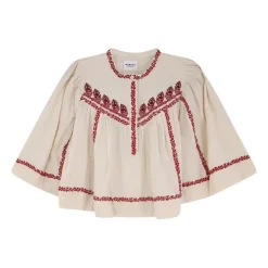 Blusa Bordada con Cuello Redondo