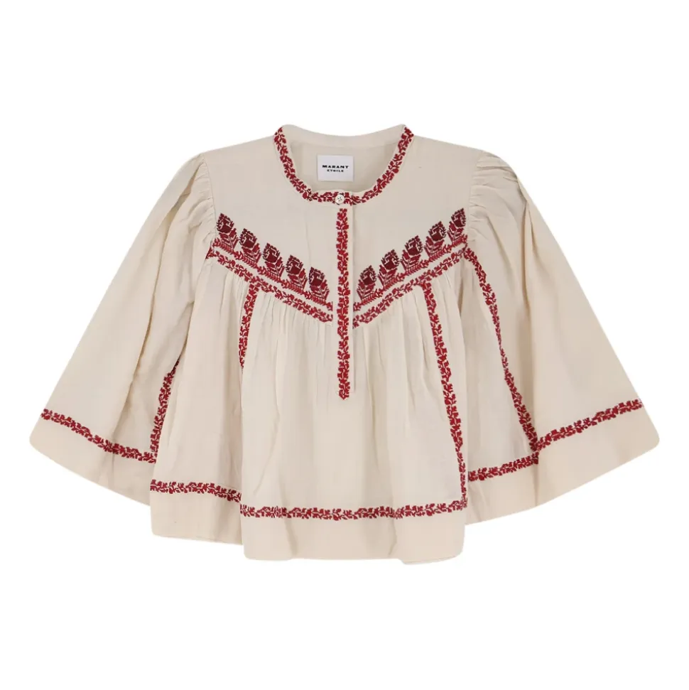 Blusa Bordada con Cuello Redondo
