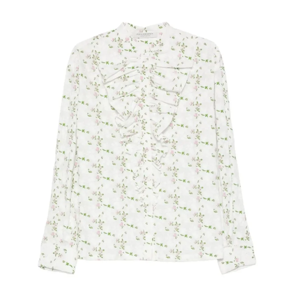 Blusa con cuello volante