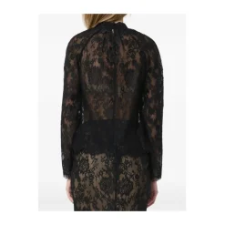 Blusa de Encaje con Cuello Alto