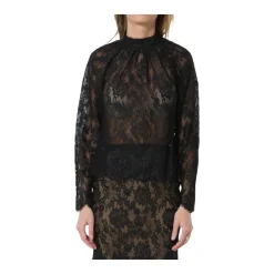 Blusa de Encaje con Cuello Alto