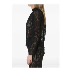 Blusa de Encaje con Cuello Alto