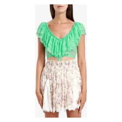 Blusa de Encaje con Cuello en V