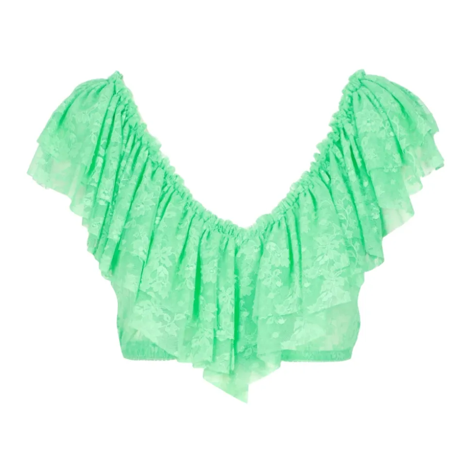 Blusa de Encaje con Cuello en V