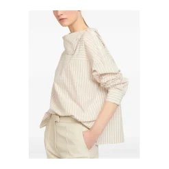 Blusa de Popelín con Cuello Asimétrico