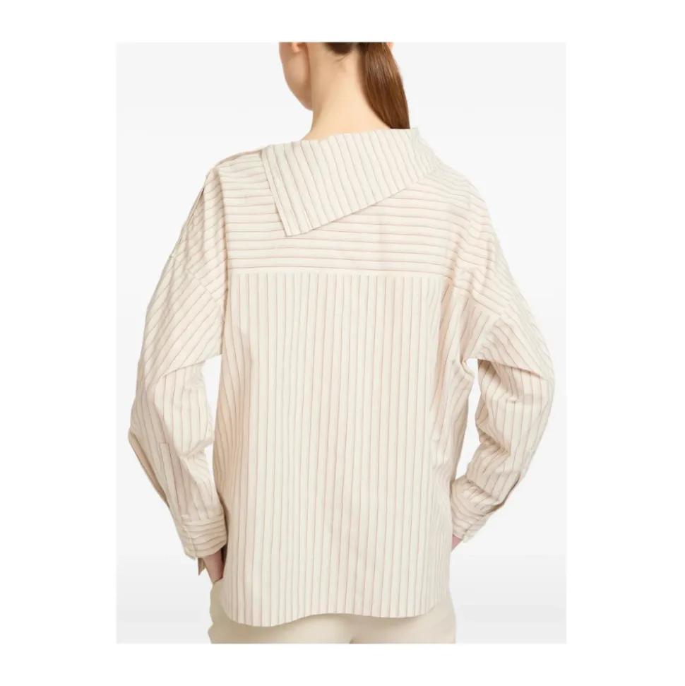 Blusa de Popelín con Cuello Asimétrico