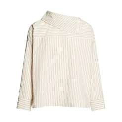 Blusa de Popelín con Cuello Asimétrico