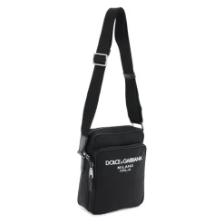 Bolso bandolera de nylon con logo de goma