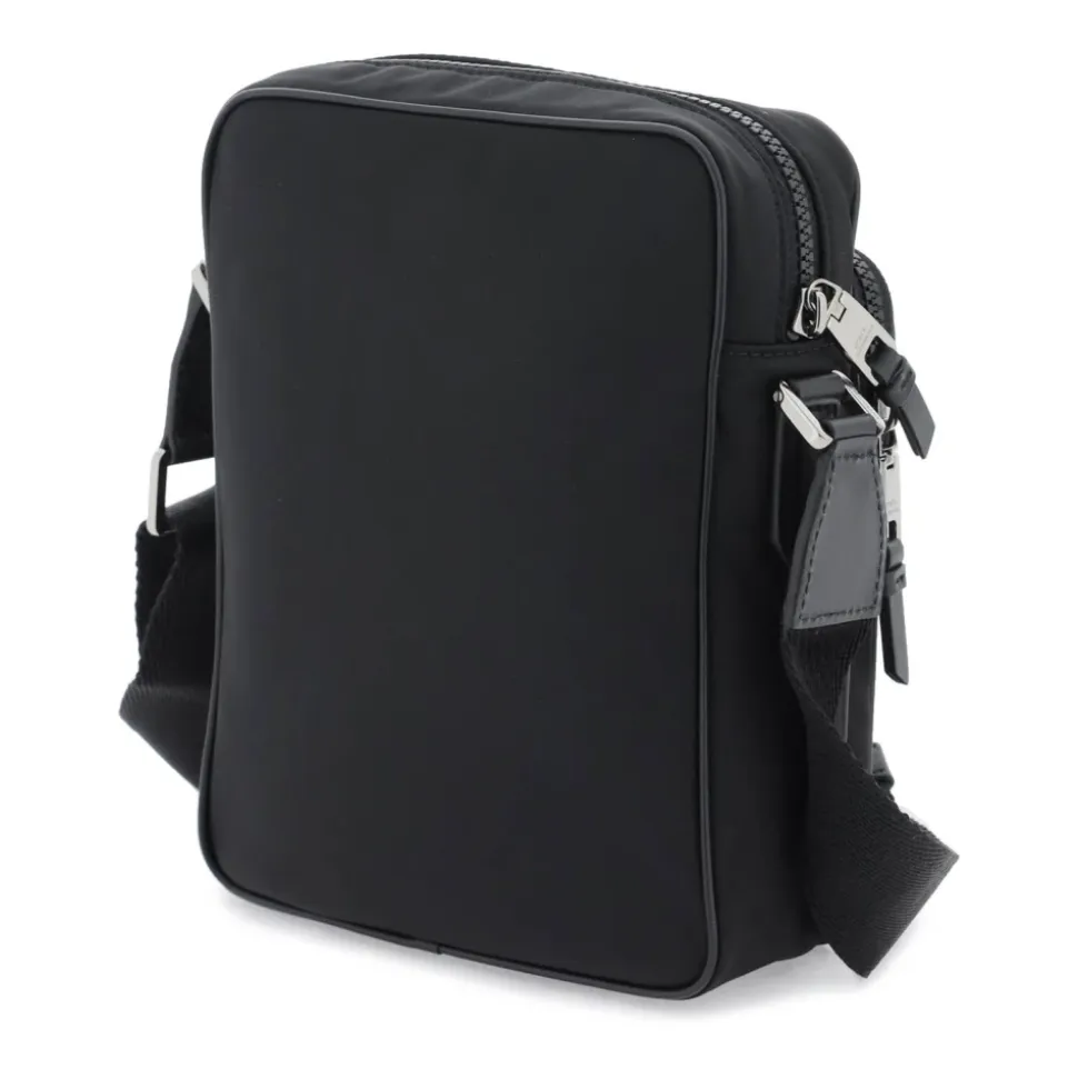 Bolso bandolera de nylon con logo de goma