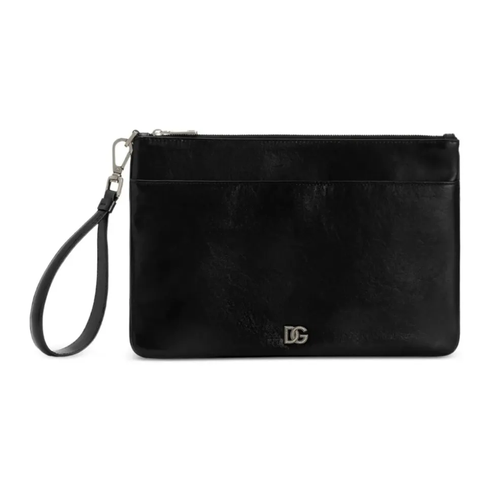 Bolso Clutch de Cuero con Logotipo